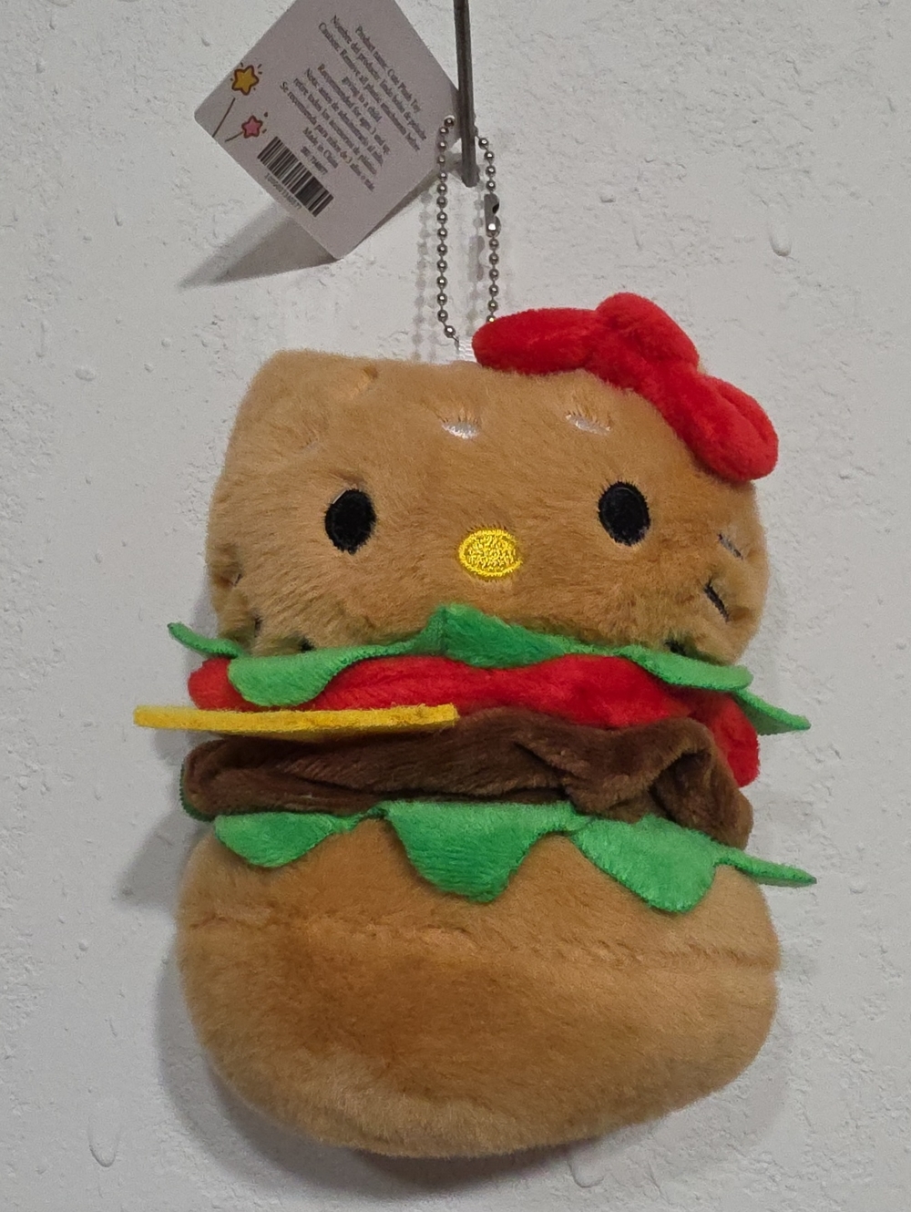 Hello Kitty Plush Burger Keychain - Brown, Red & Green